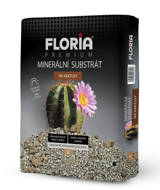 FLORIA PREMIUM минерален субстрат за кактуси и сукуленти 3 л със зеолит, пясък и пемза